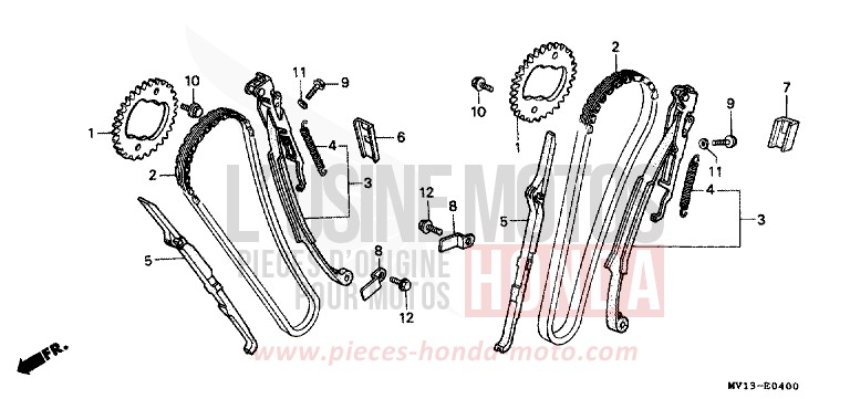 NOCKENWELLENKETTE/SPANNVORRICHTUNG von Africa Twin 750 SHASTA WHITE (NH138H) von 1991